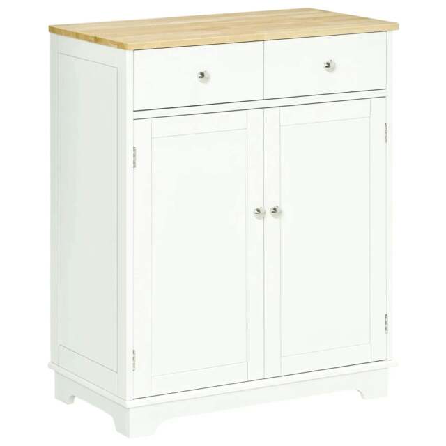 Rackhams Kitchen Floor Cabinet Side Storage Cupboard Multi-use Sideboard Table with Solid Wood Top, Adjustable Shelf,Drawer - image 1