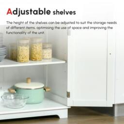 Rackhams Kitchen Floor Cabinet Side Storage Cupboard Multi-use Sideboard Table with Solid Wood Top, Adjustable Shelf,Drawer - thumbnail 4