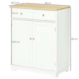 Rackhams Kitchen Floor Cabinet Side Storage Cupboard Multi-use Sideboard Table with Solid Wood Top, Adjustable Shelf,Drawer - thumbnail 3