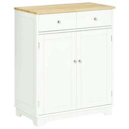 Rackhams Kitchen Floor Cabinet Side Storage Cupboard Multi-use Sideboard Table with Solid Wood Top, Adjustable Shelf,Drawer - thumbnail 1