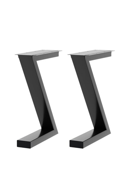 Rackhams 40cm/15.75 inch 2Pcs Black Z-shaped Anti-Slip Metal Table Legs Furniture Replacement Legs for Coffee Table, Bench - Black - image 1