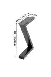 Rackhams 40cm/15.75 inch 2Pcs Black Z-shaped Anti-Slip Metal Table Legs Furniture Replacement Legs for Coffee Table, Bench - Black - thumbnail 6