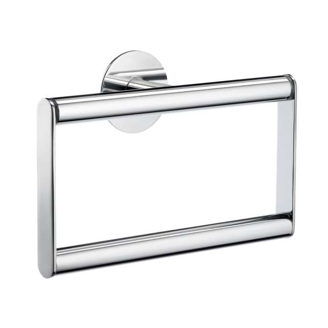 Rackhams Polished Chrome Stainless Steel Rectangular Towel Ring (W)20cm Self Adhesive Wall Mounted Bathroom Towel Holder - image 1