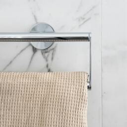 Rackhams Polished Chrome Stainless Steel Rectangular Towel Ring (W)20cm Self Adhesive Wall Mounted Bathroom Towel Holder - thumbnail 2