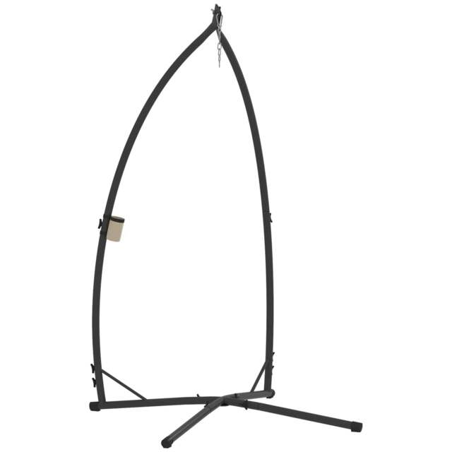 Rackhams Hammock Chair Stand Only, Hanging Chair Stand with X-Shape Base, Heavy Duty Steel Single Hammock Egg Swing Frame, 150 KG Load Capacity Black
