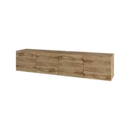 Rackhams Daroca Floating Wall-Mounted TV Unit up to 65-Inch TVs 180cm(W) Soft-Close 4 Doors TV Cabinet for Living Room - Black Wood - thumbnail 3