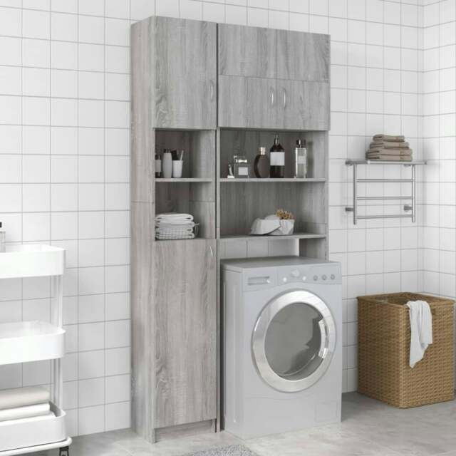 Rackhams Bathroom Cabinet Grey Sonoma 32x25.5x190 cm Engineered Wood