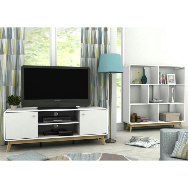 Rackhams Loft24 Cassie TV-Stand with 2 Doors White - White - image 1