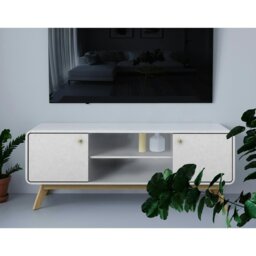 Rackhams Loft24 Cassie TV-Stand with 2 Doors White - White - thumbnail 4