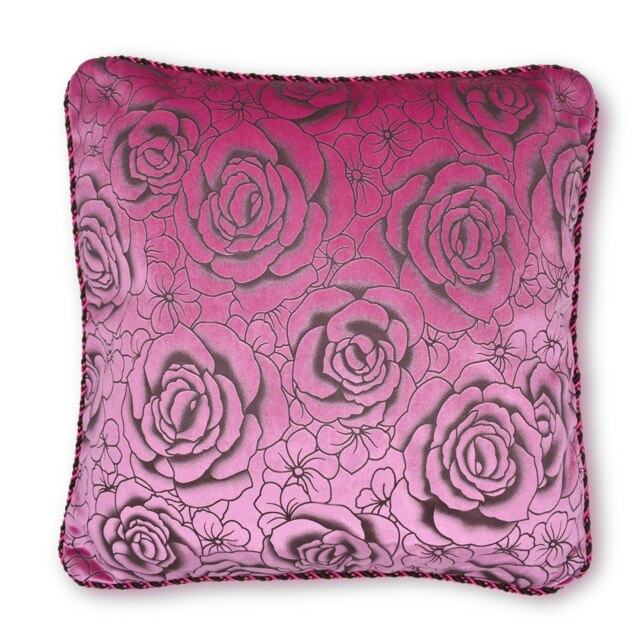 Rackhams Flock Rose Cushion - 43cm x 43cm - Pink - image 1