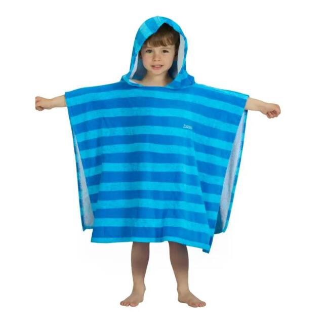 Rackhams Nautical Stripes Kids Poncho Hooded Towel Robe - Blue - Age 3-5 - image 1