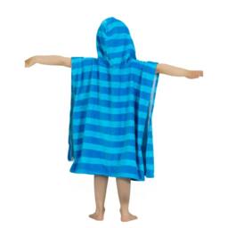 Rackhams Nautical Stripes Kids Poncho Hooded Towel Robe - Blue - Age 3-5 - thumbnail 2