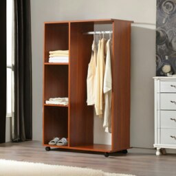 Rackhams Small Open Wardrobe With Wheels Walnut Brown - thumbnail 3