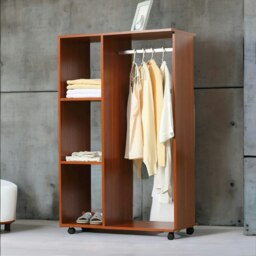 Rackhams Small Open Wardrobe With Wheels Walnut Brown - thumbnail 4