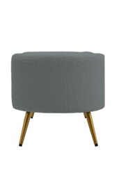 Rackhams Grey Polar Fleece Oval Accent Bench with Gold Metal Legs Bedroom Bed End Stool - Grey - thumbnail 5