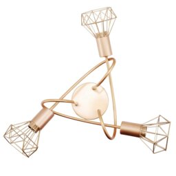 Rackhams Modern Champagne Gold Ceiling Light Fitting with Twisting Arms and Cage Shades - thumbnail 3