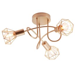 Rackhams Modern Champagne Gold Ceiling Light Fitting with Twisting Arms and Cage Shades - thumbnail 2