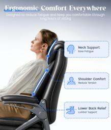 Rackhams Executive Office Chair with Padded Flip-up Armrests, High Back Ergonomic Desk Chair with Lumbar Support - Cyan - thumbnail 4