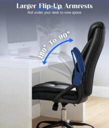 Rackhams Executive Office Chair with Padded Flip-up Armrests, High Back Ergonomic Desk Chair with Lumbar Support - Cyan - thumbnail 6