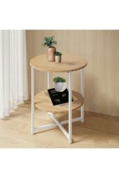 Rackhams Log Colored Small Round Coffee Table with 2 Tier - Natural - thumbnail 1