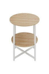 Rackhams Log Colored Small Round Coffee Table with 2 Tier - Natural - thumbnail 3