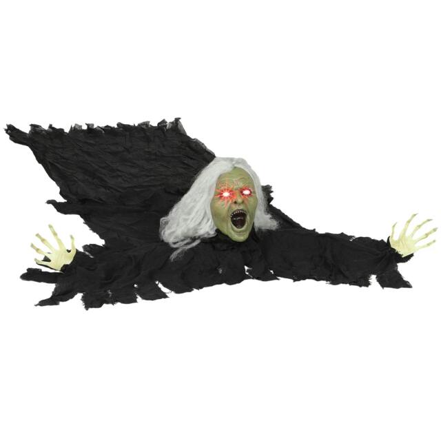 Rackhams 183 cm Life Size Halloween Animated Crawling Zombie with Glowing LED Eyes, Scary Halloween Decorations, Battery Operated, Indoor Outdoor Party Props