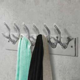 Rackhams Aluminium Wardrobe Hook Coat Rack Hat/Tie Hanger Silver - thumbnail 2