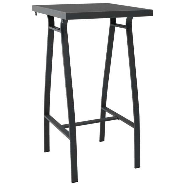 Rackhams Garden Bar Table Black 60x60x110 cm Tempered Glass - Black - Tempered glass, steel