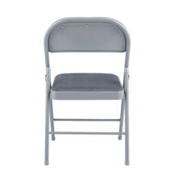 Rackhams Premium Metal Velvet Folding Chair - (4 x Chairs - Grey) - thumbnail 4