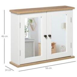 Rackhams Bathroom Mirror Cabinet Wall Mounted Storage Cupboard W/ Double Door - thumbnail 6