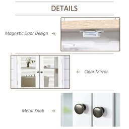 Rackhams Bathroom Mirror Cabinet Wall Mounted Storage Cupboard W/ Double Door - thumbnail 5