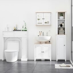 Rackhams Bathroom Mirror Cabinet Wall Mounted Storage Cupboard W/ Double Door - thumbnail 4