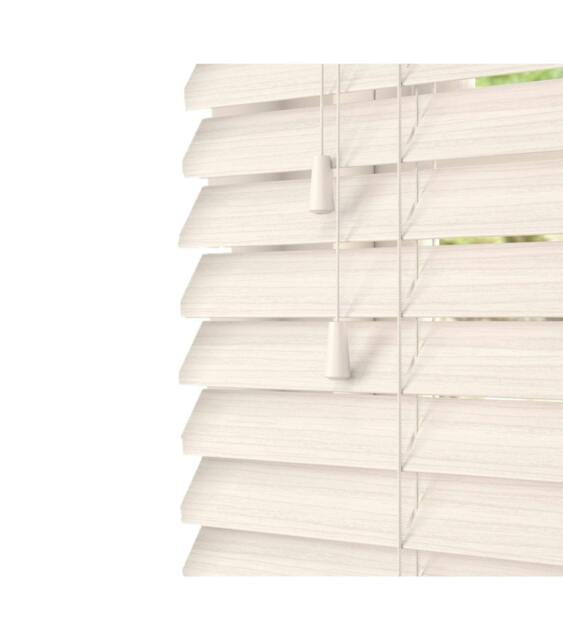 Rackhams White Oak Faux Wood Venetian Blinds with String (130cm Drop) - 100cm - image 1
