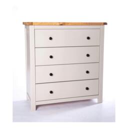 Rackhams Argenta 4 Drawer Chest of Drawers Brass Knob - Light Grey