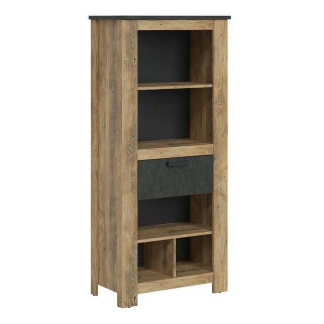 Rackhams Rapallo 1 Drawer Bookcase in Chestnut and Matera Grey - Chestnut Brown/Matera Grey - Wood - 1 - image 1