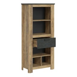 Rackhams Rapallo 1 Drawer Bookcase in Chestnut and Matera Grey - Chestnut Brown/Matera Grey - Wood - 1 - thumbnail 2