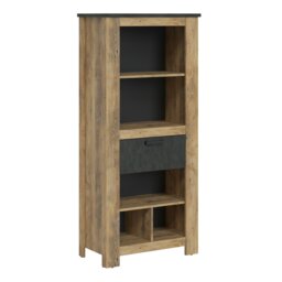 Rackhams Rapallo 1 Drawer Bookcase in Chestnut and Matera Grey - Chestnut Brown/Matera Grey - Wood - 1