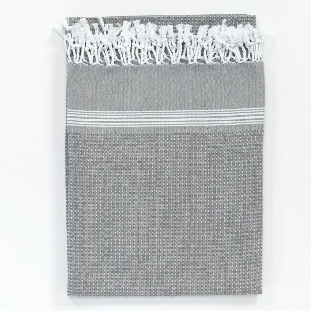 Rackhams Tuana Cotton Hammam Towel - Smoke with White Stripes - image 1