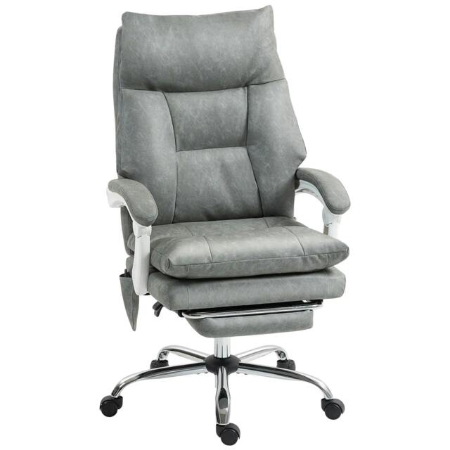 Rackhams Faux Leather Office Chair, with Inflatable Lumbar - Grey