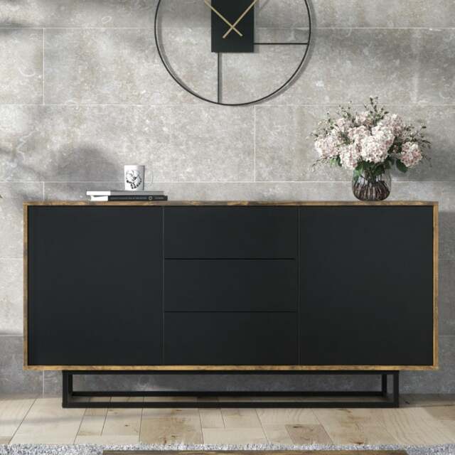 Rackhams 140cm Loft Retro Industrial Vintage Oak TV Unit