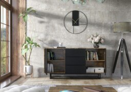 Rackhams 140cm Loft Retro Industrial Vintage Oak TV Unit - thumbnail 3