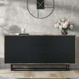 Rackhams 140cm Loft Retro Industrial Vintage Oak TV Unit - thumbnail 1