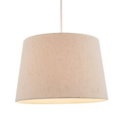 Rackhams Light Beige Natural Linen Fabric Lamp Shade with White Cotton Lining - thumbnail 2