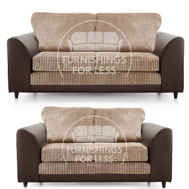 Rackhams Luca Mixed Fabric Sofa Suite - Full Back - Brown and Beige - image 1