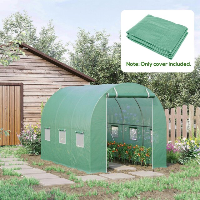 Rackhams 6 x 3 x 2m Greenhouse Replacement Cover ONLY for Tunnel Greenhouse - Green - 3 x 2 x 2m - image 1