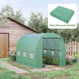 Rackhams 6 x 3 x 2m Greenhouse Replacement Cover ONLY for Tunnel Greenhouse - Green - 3 x 2 x 2m - thumbnail 1