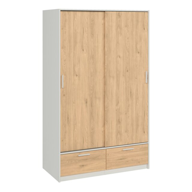Rackhams Line Wardrobe with 2 Doors + 2 Drawers in White and Jackson Hickory Oak - White - Malemine - 1 - image 1