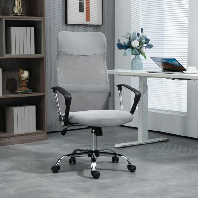 Rackhams Executive Office Chair High Back Mesh Back Seat Desk Chairs, Light Grey - Light Grey