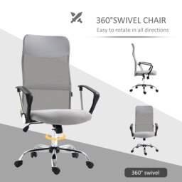 Rackhams Executive Office Chair High Back Mesh Back Seat Desk Chairs, Light Grey - Light Grey - thumbnail 5