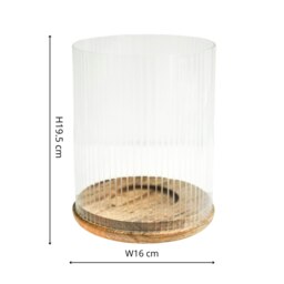 Rackhams Amelia Ribbed Glass Wooden Candle Holder - Medium - thumbnail 5